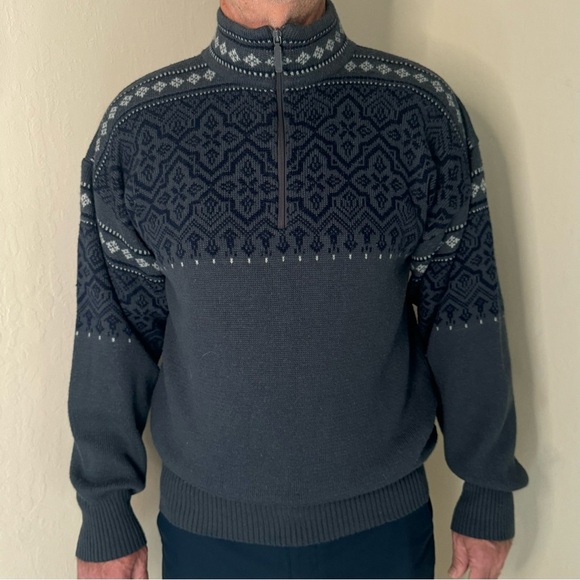MEISTER Vintage Ski Sweater Half Zip Wool Blend Nordic Fair Isle Warm Winter XL - Picture 15 of 15